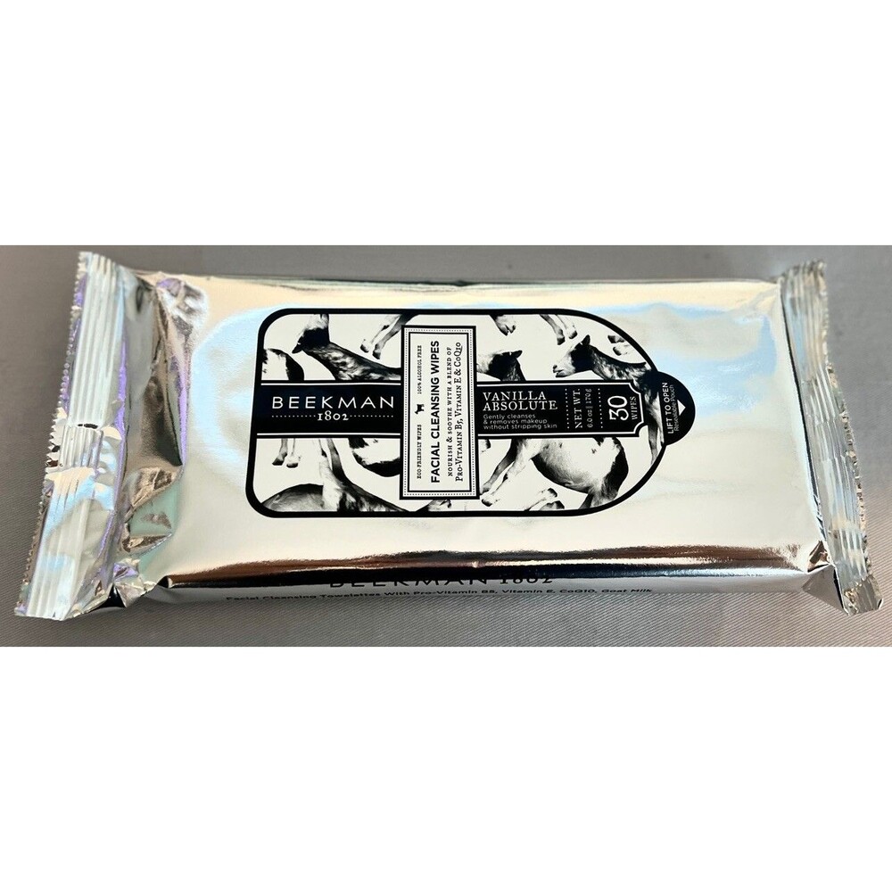 Beekman 1802 Facial Cleansing Wipes (30) Vanilla Absolute Goat Milk CLEAN BEAUTY